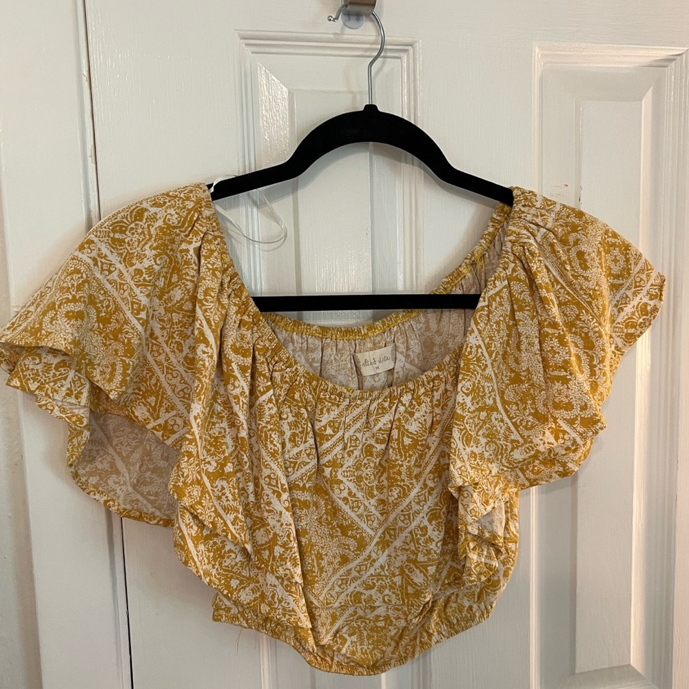 Ruffly Altard State Off the shoulder crop top